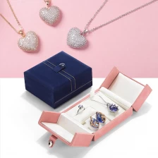 China Elegant Double Open Box Velvet Box Jewelry Set Box Ring Earring Storage Box Necklace Jewelry Gift Box manufacturer