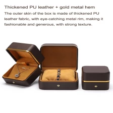 China Elegant Leather Luxury Metal Clasp Jewelry Set Box Ring Earring Storage Box necklace Jewelry Gift Box manufacturer