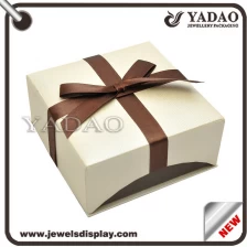 China Elegant custom size paper gift jewelry box with bow-knot ribbon manufacturer