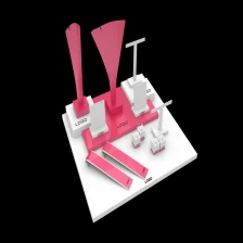 China Fabrikpreis wirtschaftlichen benutzerdefinierte rosa und weißen Acryl Schmuck Aussteller, Schmuck Präsentation Requisiten, Schmuck-Display-Set Großhandel Hersteller