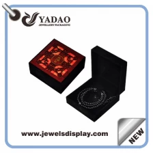 China Fancy wooden Jewelry packaging gift box with black velvet interior made in China manufacturer