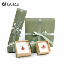 China Fashion natural classy ribbon paper box jewelry box with flap lid manufacturer