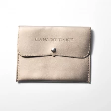 China Gold PU Leather Pouch with Button and Customized logo manufacturer