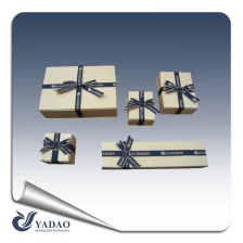 China Gold color jewelry paper gift box with ribbon for jewelry packing made in China manufacturer