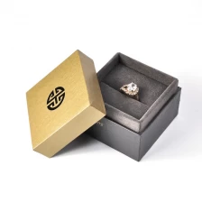 China Golden gray color combination ring jewelry plastic box paper covered custom logo design manufacturer