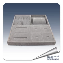 China Grey velvet cover jewelry display set tray with good looking for showcase manufacturer