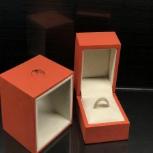 China Hermes orange color plastic jewelry box slot ring box with sleeve  manufacturer