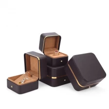 China Caixa de jóias de couro marrom alta caixa de brinco personalizado anel colar caixa de presente embalagem fabricante