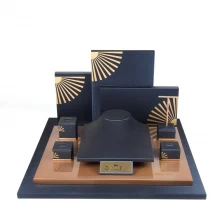 China High Quality Luxury PU Leather Jewellery Display Stands Set Wooden Jewelry Display Set manufacturer