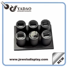 Κίνα Υψηλής ποιότητας πολυτελές μαύρο δερμάτινο οθόνη κοσμήματα δαχτυλίδι δάχτυλο σταθεί κάτοχος δαχτυλίδι δάχτυλο κατασκευαστής
