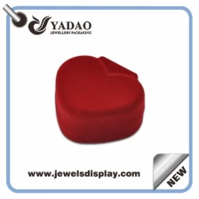 China High quality red flocked box in heart shape for jewellery necklace packaging box manufacturer