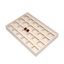 China Hot Selling Pu Leather Cover Stackable Wooden Earring Display Tray manufacturer