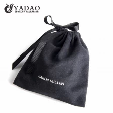 China Hot selling customized black velvet jewelry package gift pouch with logo printing handmade in Chinese factory wholesale. manufacturer