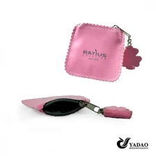 China Hot selling pink leather pouch for jewelry package with zipper and logo made in China manufacturer