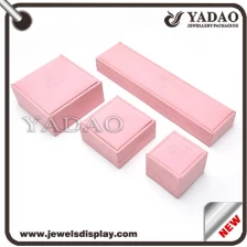 China Jewelry Packing Products Manufacture Jewelry Boxes Pink Color Packaging Box Pastic Covered Velvet Gift  Box Jewelry Display Box Supplier manufacturer