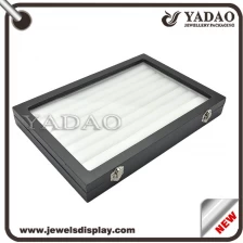 China Jewelry display tray wooden tray with transparent acrylic lid for jewelry shop and tradeshow storage jewelry display showcase manufacturer
