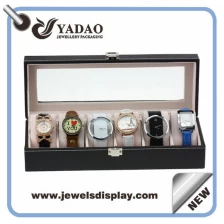 China Leatherette covered locked watch dispaly tray with clear lid manufacture manufacturer