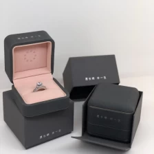 China Luxurious best selling custom logo wedding ring packaging leather box manufacturer