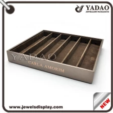 China Luxury good look leather cover wood and velvet jewelry tray for bracelet manufacturer