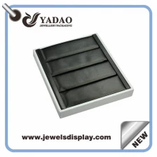 China Luxury white and black metallic PU leather ring trays ,ring display trays ,ring exhibitor trays for jewelry shop counter and window showcase and presentation manufacturer