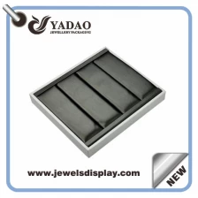 China Luxury white and black metallic leather ring presentation trays ,ring display trays ,ring exhibitor trays for jewelry shop counter and tradeshow showcase manufacturer