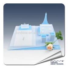 China Machine made blue and transparent acrylic jewelry showcase props ,jewelry exhibitor holder ,jewelry displays stands for jewelry fair and tradeshow wholesale manufacturer