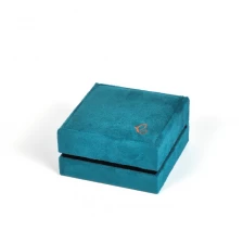 China New year packaging teal color jewelry box suede covered for jewelry store pendant box manufacturer