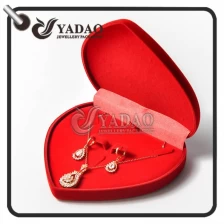 China Nice and economical heart shape velvet jewelry set box for pendant ring and earring package with logo printing service. manufacturer