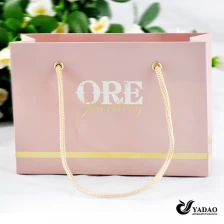 China Pink or blue or any color you like gift bag shopping bag with good quality rope handle and gold or silver stamped custom logo manufacturer