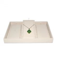 China Pu Leather Cover Stackable Pendant Display Tray Jewelry Showcase Pendant Display manufacturer