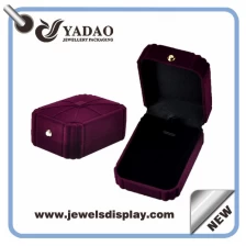 China Purple Customized Jewelry Display Box Velvet Ring Packaging Box High-end Flocking Box accept print your Logo manufacturer