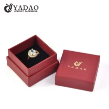 China Red texture paper separately lid ring packaging jewelry box customized color logo gift box manufacturer