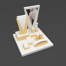 China Simple style Yellow and white PU leather Jewelry display stand set for jewelry display manufacturer