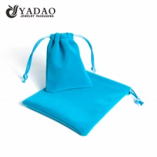 China Wholesale custom logo soft-touched drawstring blue velvet pouch with customized size, color and logo manufacturer