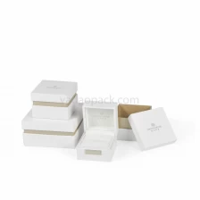 China Yadao Luxus Schmuckschatulle aus Kunststoff mit Papier außerhalb der Box weiße Farbe Box Samteinsatz Verpackungsbox Hersteller