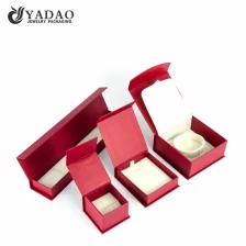 China Yadao customized paper box with flap magnet lid jewelry packaging red color box in debossed logo on the top manufacturer