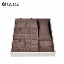 China Yadao luxury jewelry display tray multi-founder tray for rings pendant bangle watch in white and brown colors manufacturer