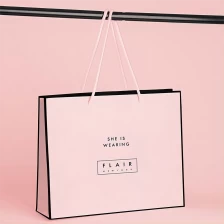 China Yadao paper bag pink color shopping bag with same pink color rope handle cmyk printing paper with customized black brand logo for free manufacturer