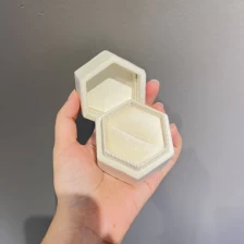 China beige custom color velvet hexagonal Christmas gift ring box manufacturer