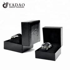 ประเทศจีน black high end soft pillow debossed logo for free pu leather watch gift packaging box ผู้ผลิต