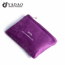 China custom soft logo printed velvet pouch with zipper for jewelery packaging manufacturer