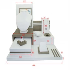 China customize display sets soft leather protect jewelry to damage jewelry display Jewelry Counter Top Grade Acrylic Jewelry Display Set manufacturer