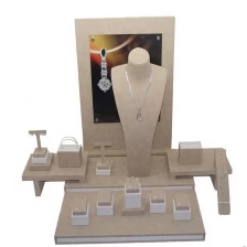 porcelana personalizar recubrimiento de cuero de la PU elegentPackage aros de visualización de joyería de madera ventana de exhibición contra la joyería del brazalete de la pulsera de la joyería fabricante