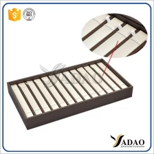 中国 customize wooden jewelry display tray stackable tray display bracelet movable insert bracelet display tray pu leather cover メーカー
