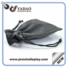China Exquisite handgefertigte Grau Leinen Schmuck Beutel mit Costomized Logo für Ohrring Ring Armband Halskette Anhänger Uhren- und Tee Hersteller