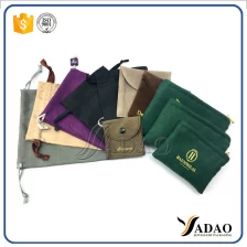 China fabric finish jewelry pouches packaging jewelry bag velvet suede satin pouch with drawstring/zipper/button customize brand name printing fabricante