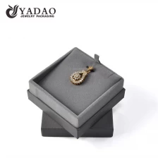 China grey paper pendant necklace box with gold logo and customized design manufacturer