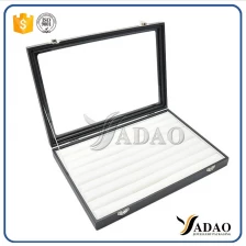 China high-end delicate MOQ wholesale portabl pretty  mdf lacquer finishr / velvet/ suede for jewelry display trays manufacturer