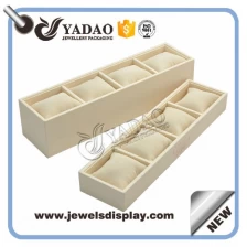 China high quality soft velvet pillow tray jewelry display bangle/watch/bracelet display tray pu leather cover manufacturer
