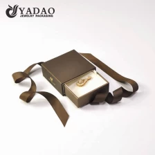 China jewelry pendant box woth ribbon and gold logo for customized design manufacturer